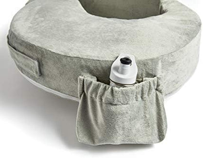 Close up of the firm cushion and plush platinum fabric