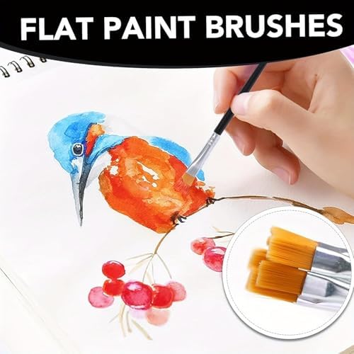 Durable slim black handles of the AROIC acrylic paint brush kit highlighted for grip details