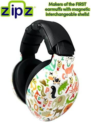 Toddler wearing adjustable Zipz hearing protection earmuffs