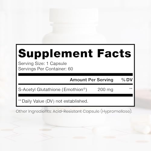 Pure Therapro Rx Glutathione supplement facts label showing 200mg dosage