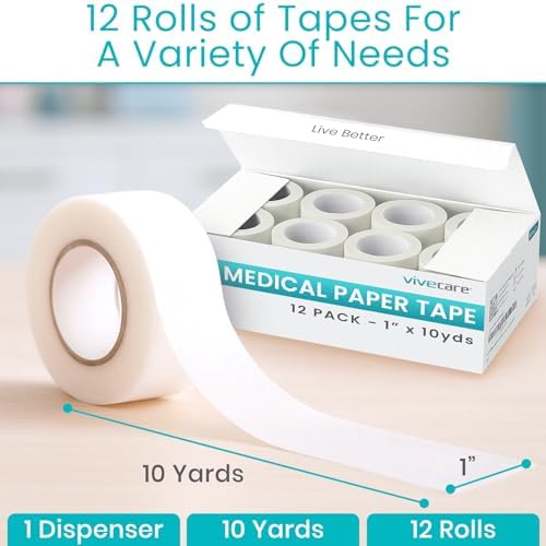 Vive Care latex free first aid tape being torn easily by hand without scissors.