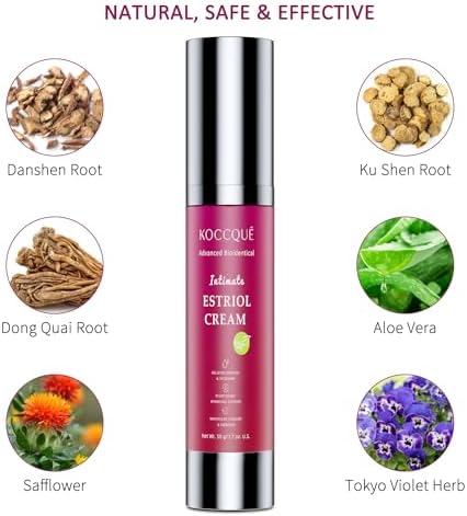 KOCCQUE menopause cream packaging showing botanical ingredients list