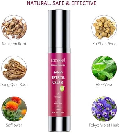 KOCCQUE menopause cream packaging showing botanical ingredients list