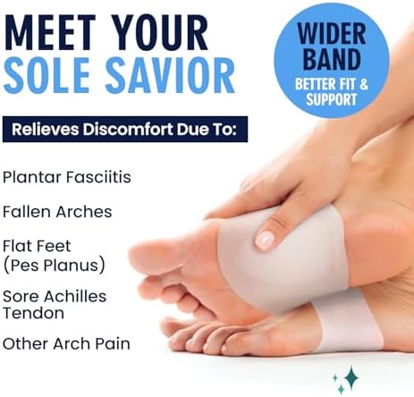 Close up of the medical grade silicone gel padding on the arch support compression sleeve.