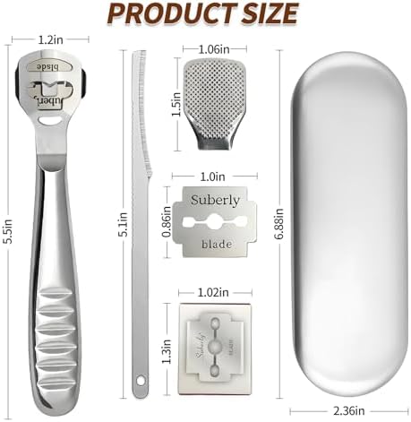 Bolsdoic professional foot file tools displaying the ten replacement blades and cleaning brush