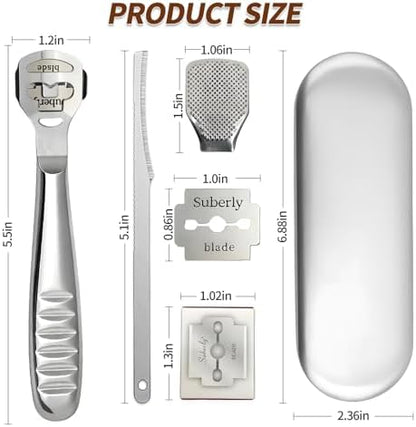 Bolsdoic professional foot file tools displaying the ten replacement blades and cleaning brush