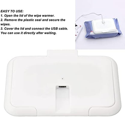 Side view of Naroote baby wipe warmer with USB cable