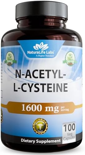 NaturaLife Labs NAC 1600 mg supplement facts and clean ingredient information label