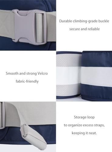 Honch baby hip carrier showcasing the heavy-duty safety buckle and adjustable back strap system.