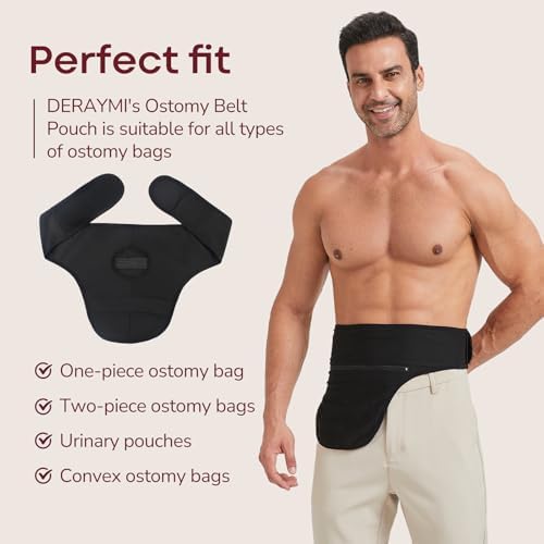 DERAYMI colostomy bag cover displaying the internal pocket with secure dual zipper closure