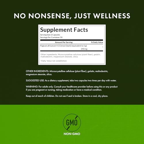 Authentic USA imported Swanson Pygeum prostate health capsules displayed on a clean background