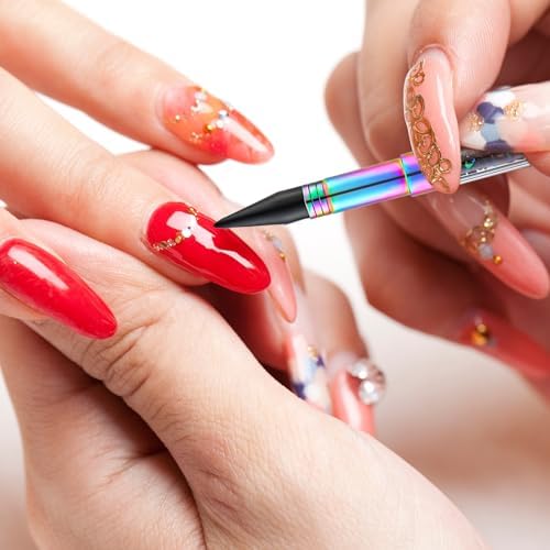 Tatuo nail art dotting tool applicator close up of crystal filled center barrel