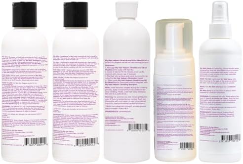 Complete My Hair Helpers lice kit including stainless steel nit comb and dimethicone oil.