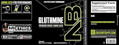 NutraBio L-Glutamine 100 servings powder texture