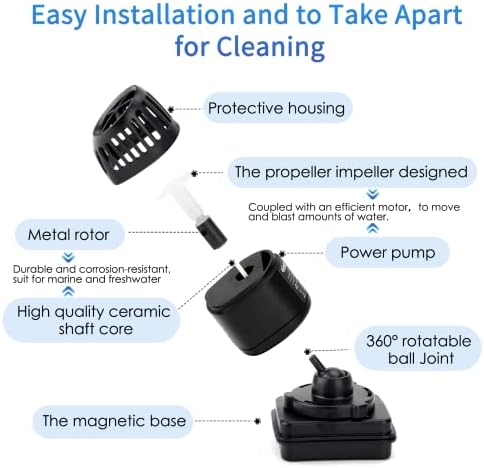 Hygger mini wave maker installed inside a marine reef tank setup