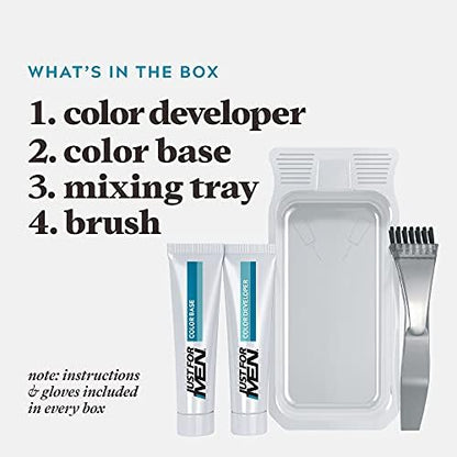Just For Men permanent facial hair dye box showing keratin and biotin benefits