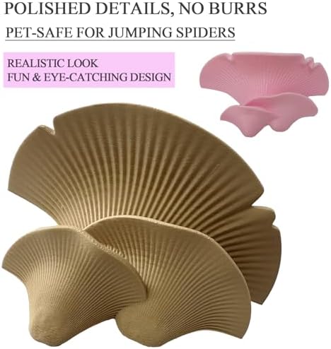 Jumping Spider Hide Habitat Accessories, Magnetic Mushroom Shelf & Moss Ribbon Web, Climbing and Feeding Platforms for Jumping Spiders, Mantises, Tarantulas, Invertebrates, 3-Pack (Pink) - Image 6