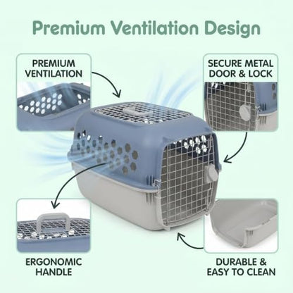 Small 2-Door Dog Kennel for Up to 25 lbs, Portable Travel Crate, Blue | Helps Create Security & Better Behavior Management;Lightweight & Easy to Carry;Dual-Door Convenience for Easier Interaction - Image 4