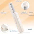 Handheld cordless pedicure machine showing the power switch and ergonomic grip design.