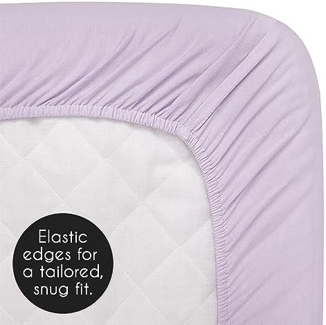 Elasticized corner detail of lavender purple bohemian floral changing cover