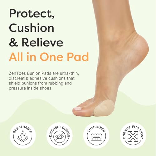Self-adhesive waterproof bunion cushion applied to the side of a foot.
