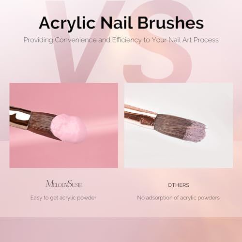 Three sizes of MelodySusie acrylic nail brushes side by side