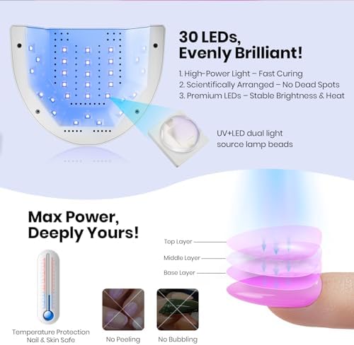 White smart sensor nail lamp displaying three timer settings buttons