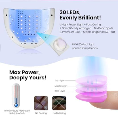 White smart sensor nail lamp displaying three timer settings buttons