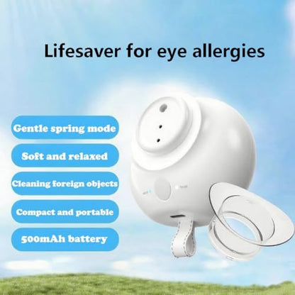 PreTidy electric eyewash device being used for dry eye relief and hydration.