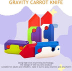 Vibrant 3D printed plastic turnip knife fidget toys displayed out of packaging.