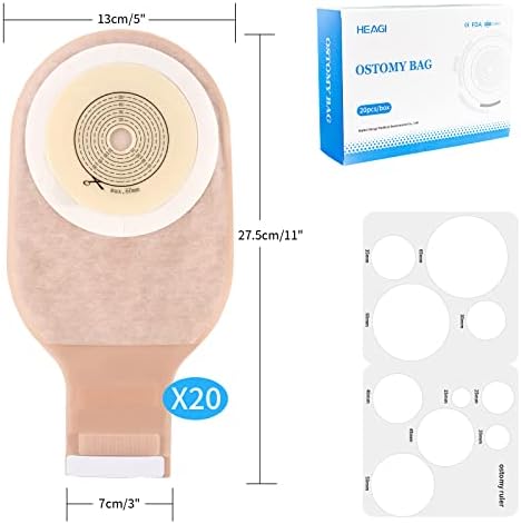 Heagimed one piece drainable ostomy bag demonstrating the odor proof activated carbon filter