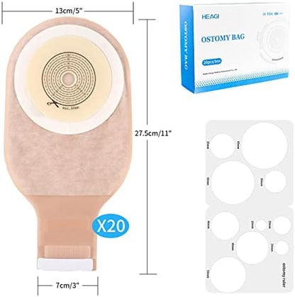 Heagimed one piece drainable ostomy bag demonstrating the odor proof activated carbon filter