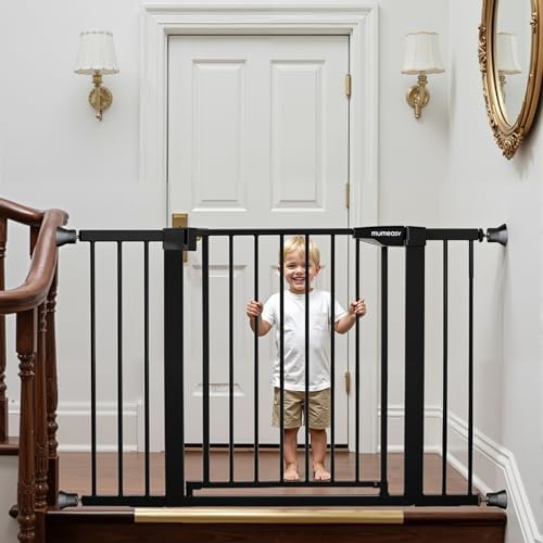 Lifestyle image showing the black Mumeasy wall guard blending cleanly with modern home interior door frames