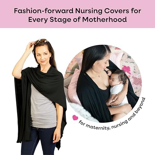 Side view of Bamboobies black nursing shawl