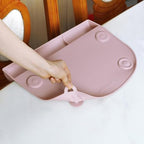 PandaEar baby self feeding silicone mat attached to restaurant table