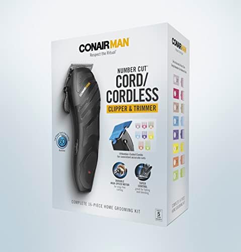 ConairMAN Number Cut clipper kit packed neatly inside the premium deluxe hard storage case