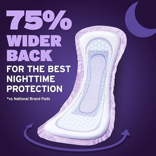 Two packs of thirty six count Poise ultimate absorbency disposable nighttime pads.