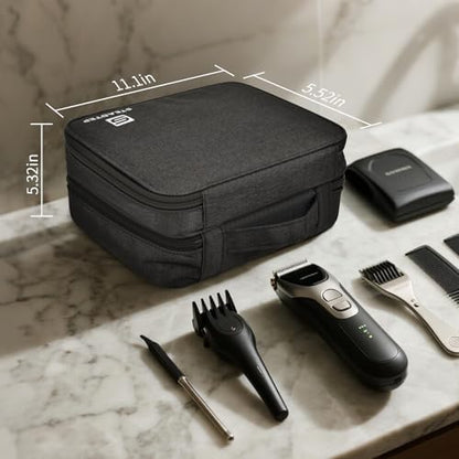 Steadtep portable trimmer storage box highlighting the reinforced carrying handle and zipper closure