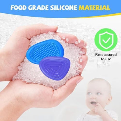 Waterproof silicone worry stones being washed with water to demonstrate durability.