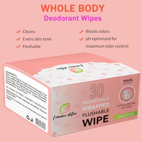 Individually wrapped feminine wipes scattered showing travel-friendly packaging