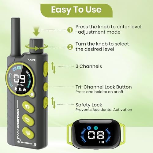 DOGLinsen electronic training collar kit unpackaged with all primary accessories displayed.