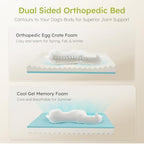 CWAWZ Extra Large Dog Bed, Orthopedic Dog Bed with Cooling Gel Memory Foam, Waterproof XL Pet Bed with Removable Washable Cover, 42" Pet Sofa Couch Dutch Velvet with Bone Toy, Light Gray - Image 3