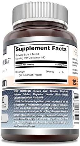 Side view of Amazing Nutrition Selenium 180 tablets dietary supplement bottle