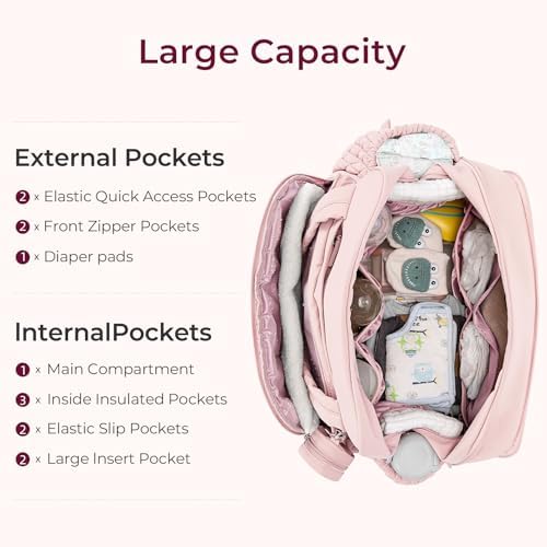 Telena diaper bag showing expandable width feature