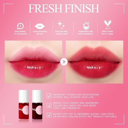 bayfree Lip Tint Stain Set, Korean Water Tint Lightweight Non-sticky, Waterproof Long Lasting Liquid Blush & Lip Stain, Transfer-Proof, Matte Finish Lip Color Makeup (made into jam) - Image 4