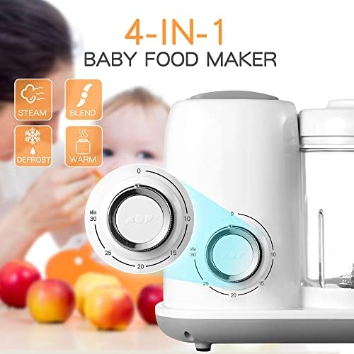 AMZBABYCHEF multifunctional food processor pureeing fresh organic vegetables for infant nutrition