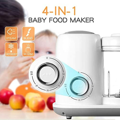 AMZBABYCHEF multifunctional food processor pureeing fresh organic vegetables for infant nutrition