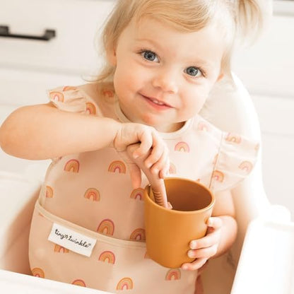 Tiny Twinkle waterproof baby feeding bib with open flip pocket