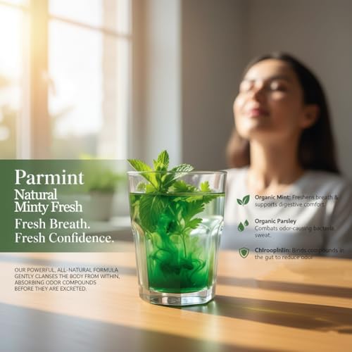 Authentic USA imported Parmint body odor supplement bottle top view showing secure seal.