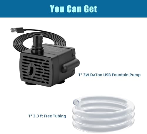 DaToo 3W mini pump dimensions illustrating its compact 1.5 inch profile.